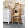 imageSONGMICS Bamboo Storage Shelf 5Tier Shelving Unit Multifunctional in The Entryway Bathroom Living Room Balcony Kitchen 13 x 13 x 575 Inches Cloud White and Light Bamboo UBCB055N01Light Bamboo