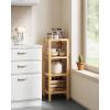 imageSONGMICS Bamboo Storage Shelf 5Tier Shelving Unit Multifunctional in The Entryway Bathroom Living Room Balcony Kitchen 13 x 13 x 575 Inches Cloud White and Light Bamboo UBCB055N01Light Bamboo