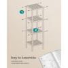 imageSONGMICS Bamboo Storage Shelf 5Tier Shelving Unit Multifunctional in The Entryway Bathroom Living Room Balcony Kitchen 13 x 13 x 575 Inches Cloud White and Light Bamboo UBCB055N01Light Bamboo