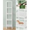 imageSONGMICS Bamboo Storage Shelf 5Tier Shelving Unit Multifunctional in The Entryway Bathroom Living Room Balcony Kitchen 13 x 13 x 575 Inches Cloud White and Light Bamboo UBCB055N01Cloud White