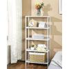 imageSONGMICS Bamboo Storage Shelf 5Tier Shelving Unit Multifunctional in The Entryway Bathroom Living Room Balcony Kitchen 13 x 13 x 575 Inches Cloud White and Light Bamboo UBCB055N01Cloud White