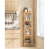 imageSONGMICS Bamboo Storage Shelf 5Tier Shelving Unit Multifunctional in The Entryway Bathroom Living Room Balcony Kitchen 13 x 13 x 575 Inches Cloud White and Light Bamboo UBCB055N01Light Bamboo