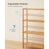 imageSONGMICS Bamboo Storage Shelf 5Tier Shelving Unit Multifunctional in The Entryway Bathroom Living Room Balcony Kitchen 13 x 13 x 575 Inches Cloud White and Light Bamboo UBCB055N01Light Bamboo