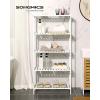 imageSONGMICS Bamboo Storage Shelf 5Tier Shelving Unit Multifunctional in The Entryway Bathroom Living Room Balcony Kitchen 13 x 13 x 575 Inches Cloud White and Light Bamboo UBCB055N01Cloud White