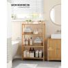 imageSONGMICS Bamboo Storage Shelf 5Tier Shelving Unit Multifunctional in The Entryway Bathroom Living Room Balcony Kitchen 13 x 13 x 575 Inches Cloud White and Light Bamboo UBCB055N01Light Bamboo