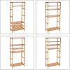 imageSONGMICS Bamboo Storage Shelf 5Tier Shelving Unit Multifunctional in The Entryway Bathroom Living Room Balcony Kitchen 13 x 13 x 575 Inches Cloud White and Light Bamboo UBCB055N01Light Bamboo