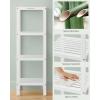 imageSONGMICS Bamboo Storage Shelf 5Tier Shelving Unit Multifunctional in The Entryway Bathroom Living Room Balcony Kitchen 13 x 13 x 575 Inches Cloud White and Light Bamboo UBCB055N01Cloud White