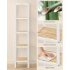 imageSONGMICS Bamboo Storage Shelf 5Tier Shelving Unit Multifunctional in The Entryway Bathroom Living Room Balcony Kitchen 13 x 13 x 575 Inches Cloud White and Light Bamboo UBCB055N01Cloud White  Light Bamboo