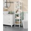 imageSONGMICS Bamboo Storage Shelf 5Tier Shelving Unit Multifunctional in The Entryway Bathroom Living Room Balcony Kitchen 13 x 13 x 575 Inches Cloud White and Light Bamboo UBCB055N01Cloud White