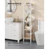 imageSONGMICS Bamboo Storage Shelf 5Tier Shelving Unit Multifunctional in The Entryway Bathroom Living Room Balcony Kitchen 13 x 13 x 575 Inches Cloud White and Light Bamboo UBCB055N01Cloud White  Light Bamboo