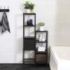 imageSONGMICS Bamboo Storage Shelf 5Tier Shelving Unit Multifunctional in The Entryway Bathroom Living Room Balcony Kitchen 13 x 13 x 575 Inches Cloud White and Light Bamboo UBCB055N01Brown