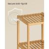 imageSONGMICS Bamboo Storage Shelf 5Tier Shelving Unit Multifunctional in The Entryway Bathroom Living Room Balcony Kitchen 13 x 13 x 575 Inches Cloud White and Light Bamboo UBCB055N01Light Bamboo