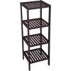 imageSONGMICS Bamboo Storage Shelf 5Tier Shelving Unit Multifunctional in The Entryway Bathroom Living Room Balcony Kitchen 13 x 13 x 575 Inches Cloud White and Light Bamboo UBCB055N01Brown