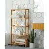 imageSONGMICS Bamboo Storage Shelf 5Tier Shelving Unit Multifunctional in The Entryway Bathroom Living Room Balcony Kitchen 13 x 13 x 575 Inches Cloud White and Light Bamboo UBCB055N01Light Bamboo