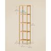 imageSONGMICS Bamboo Storage Shelf 5Tier Shelving Unit Multifunctional in The Entryway Bathroom Living Room Balcony Kitchen 13 x 13 x 575 Inches Cloud White and Light Bamboo UBCB055N01Light Bamboo