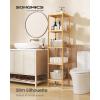 imageSONGMICS Bamboo Storage Shelf 5Tier Shelving Unit Multifunctional in The Entryway Bathroom Living Room Balcony Kitchen 13 x 13 x 575 Inches Cloud White and Light Bamboo UBCB055N01Light Bamboo