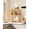 imageSONGMICS Bamboo Storage Shelf 5Tier Shelving Unit Multifunctional in The Entryway Bathroom Living Room Balcony Kitchen 13 x 13 x 575 Inches Cloud White and Light Bamboo UBCB055N01Light Bamboo