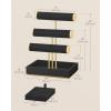 imageSONGMICS Bracelet Holder Stand Jewelry Display Stand Jewelry Organizer with 3 Tiers and Velvet Tray Removable Ring Holder Ink Black UJJS027B01Ink Black