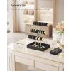imageSONGMICS Bracelet Holder Stand Jewelry Display Stand Jewelry Organizer with 3 Tiers and Velvet Tray Removable Ring Holder Ink Black UJJS027B01Ink Black