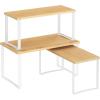 imageSONGMICS Cabinet Organizer Shelf Set of 3 Kitchen Counter Shelves Kitchen Storage Spice Rack Stackable Expandable Ink Black and Natural Beige UKCS014B01Cloud White  Natural Beige