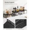 imageSONGMICS Cabinet Organizer Shelf Set of 3 Kitchen Counter Shelves Kitchen Storage Spice Rack Stackable Expandable Ink Black and Natural Beige UKCS014B01Anthracite Gray  Matte Black
