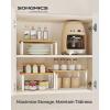 imageSONGMICS Cabinet Organizer Shelf Set of 3 Kitchen Counter Shelves Kitchen Storage Spice Rack Stackable Expandable Ink Black and Natural Beige UKCS014B01Cloud White  Natural Beige