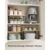 imageSONGMICS Cabinet Organizer Shelf Set of 3 Kitchen Counter Shelves Kitchen Storage Spice Rack Stackable Expandable Ink Black and Natural Beige UKCS014B01Ink Black  Natural Beige