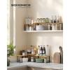 imageSONGMICS Cabinet Organizer Shelf Set of 3 Kitchen Counter Shelves Kitchen Storage Spice Rack Stackable Expandable Ink Black and Natural Beige UKCS014B01Ink Black  Natural Beige