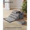 imageSONGMICS Christmas Ornament Storage Box with Side Open Stackable Christmas Storage Container with Lid 4 Drawer Trays 600D Oxford 3Inch 64 Slots Cherry Red URFB037R01Dove Gray