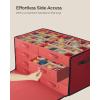 imageSONGMICS Christmas Ornament Storage Box with Side Open Stackable Christmas Storage Container with Lid 4 Drawer Trays 600D Oxford 3Inch 64 Slots Cherry Red URFB037R01Cherry Red