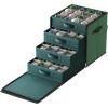 imageSONGMICS Christmas Ornament Storage Box with Side Open Stackable Christmas Storage Container with Lid 4 Drawer Trays 600D Oxford 3Inch 64 Slots Cherry Red URFB037R01Forest Green