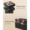 imageSONGMICS Christmas Ornament Storage Box with Side Open Stackable Christmas Storage Container with Lid 4 Drawer Trays 600D Oxford 3Inch 64 Slots Cherry Red URFB037R01Ink Black