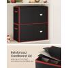imageSONGMICS Christmas Ornament Storage Box with Side Open Stackable Christmas Storage Container with Lid 4 Drawer Trays 600D Oxford 3Inch 64 Slots Cherry Red URFB037R01Ink Black