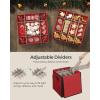 imageSONGMICS Christmas Ornament Storage Box with Side Open Stackable Christmas Storage Container with Lid 4 Drawer Trays 600D Oxford 3Inch 64 Slots Cherry Red URFB037R01Cherry Red
