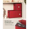 imageSONGMICS Christmas Ornament Storage Box with Side Open Stackable Christmas Storage Container with Lid 4 Drawer Trays 600D Oxford 3Inch 64 Slots Cherry Red URFB037R01Cherry Red