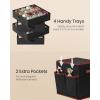 imageSONGMICS Christmas Ornament Storage Box with Side Open Stackable Christmas Storage Container with Lid 4 Drawer Trays 600D Oxford 3Inch 64 Slots Cherry Red URFB037R01Ink Black