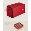 imageSONGMICS Christmas Ornament Storage Box with Side Open Stackable Christmas Storage Container with Lid 4 Drawer Trays 600D Oxford 3Inch 64 Slots Cherry Red URFB037R01Cherry Red