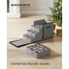 imageSONGMICS Christmas Ornament Storage Box with Side Open Stackable Christmas Storage Container with Lid 4 Drawer Trays 600D Oxford 3Inch 64 Slots Cherry Red URFB037R01Dove Gray
