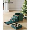 imageSONGMICS Christmas Ornament Storage Box with Side Open Stackable Christmas Storage Container with Lid 4 Drawer Trays 600D Oxford 3Inch 64 Slots Cherry Red URFB037R01Forest Green