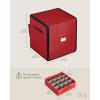 imageSONGMICS Christmas Ornament Storage Box with Side Open Stackable Christmas Storage Container with Lid 4 Drawer Trays 600D Oxford 3Inch 64 Slots Cherry Red URFB037R01Cherry Red