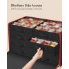 imageSONGMICS Christmas Ornament Storage Box with Side Open Stackable Christmas Storage Container with Lid 4 Drawer Trays 600D Oxford 3Inch 64 Slots Cherry Red URFB037R01Ink Black
