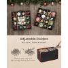 imageSONGMICS Christmas Ornament Storage Box with Side Open Stackable Christmas Storage Container with Lid 4 Drawer Trays 600D Oxford 3Inch 64 Slots Cherry Red URFB037R01Ink Black