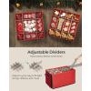 imageSONGMICS Christmas Ornament Storage Box with Side Open Stackable Christmas Storage Container with Lid 4 Drawer Trays 600D Oxford 3Inch 64 Slots Cherry Red URFB037R01Cherry Red