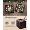 imageSONGMICS Christmas Ornament Storage Box with Side Open Stackable Christmas Storage Container with Lid 4 Drawer Trays 600D Oxford 3Inch 64 Slots Cherry Red URFB037R01Ink Black