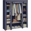 imageSONGMICS Closet Wardrobe Portable Closet for Bedroom Clothes Rail with NonWoven Fabric Cover Clothes Storage Organizer 59 x 177 x 69 Inches 12 Compartments Gray ULSF03GDark Blue