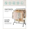 imageSONGMICS Clothes Rack DoubleRod Clothing Rack for Hanging Clothes with Wheels Garment Rack Metal Frame 220 lb Max Total Load 407 Inches Wide Clothes Storage and Display Black UHSR107B01Black
