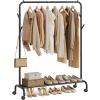 imageSONGMICS Clothes Rack DoubleRod Clothing Rack for Hanging Clothes with Wheels Garment Rack Metal Frame 220 lb Max Total Load 407 Inches Wide Clothes Storage and Display Black UHSR107B01Black