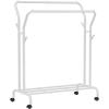 imageSONGMICS Clothes Rack DoubleRod Clothing Rack for Hanging Clothes with Wheels Garment Rack Metal Frame 220 lb Max Total Load 407 Inches Wide Clothes Storage and Display Black UHSR107B01White