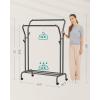 imageSONGMICS Clothes Rack DoubleRod Clothing Rack for Hanging Clothes with Wheels Garment Rack Metal Frame 220 lb Max Total Load 407 Inches Wide Clothes Storage and Display Black UHSR107B01Black