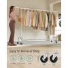 imageSONGMICS Clothes Rack with Wheels HeavyDuty Garment Rack with Extendable Hanging Rod 243 lb Load Capacity 177 x 63787 x 641 Inches ChromePlated Silver UHSR176E01Silver